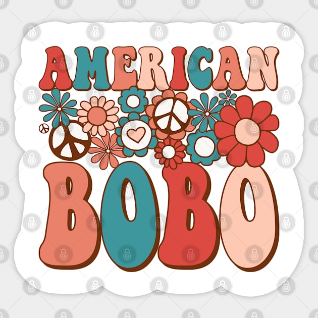 Retro Groovy American Bobo Matching Family 4th of July Sticker by BramCrye